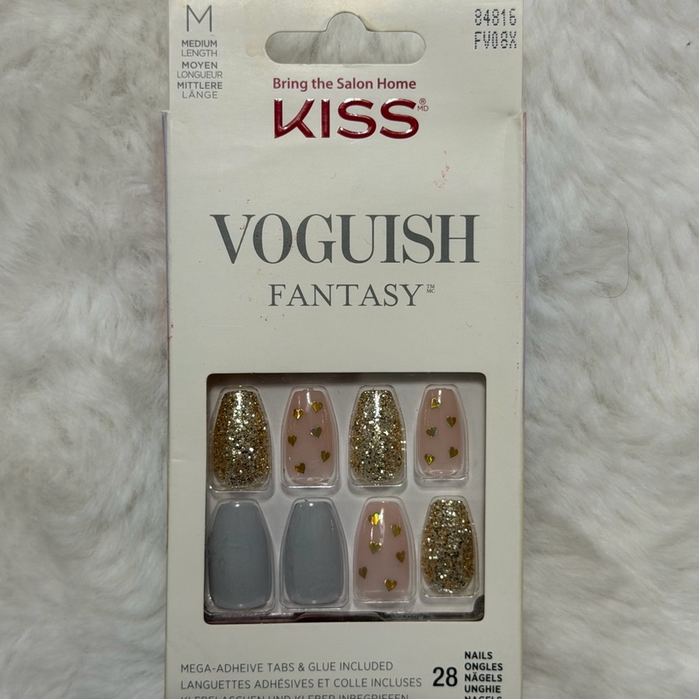 Kiss Glamorous Nail Set with Gold and Gray